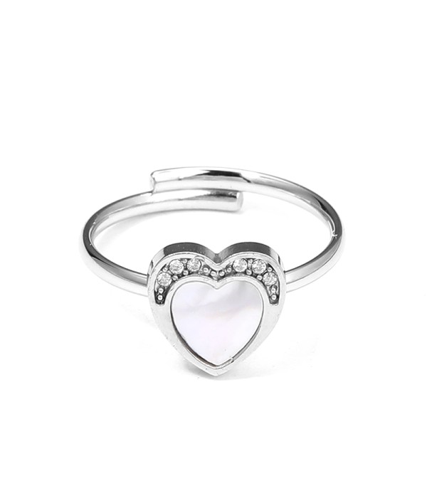 Anillo con corazón esmaltado y circonitas