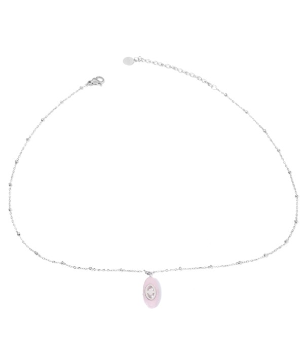 Collares plateados con óvalo multicolores