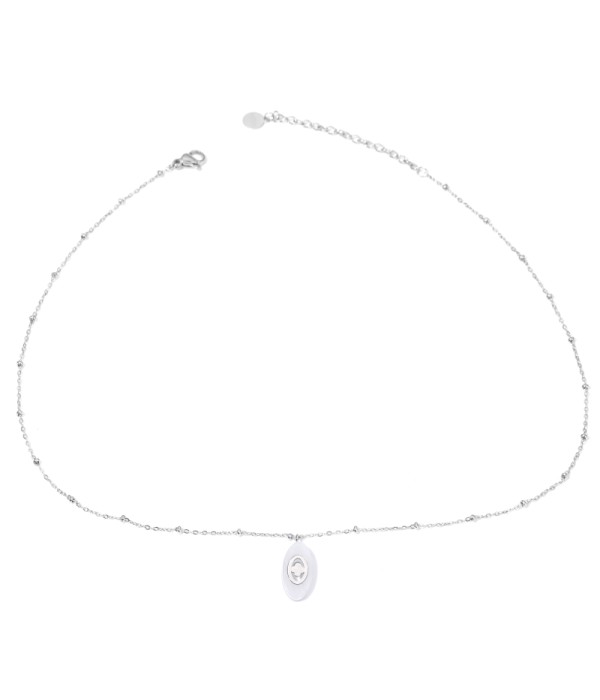 Collares plateados con óvalo multicolores