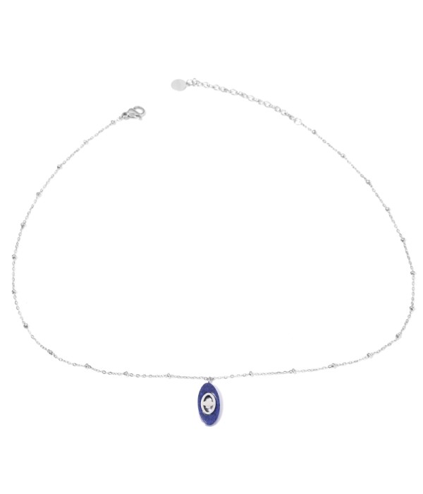 Collares plateados con óvalo multicolores