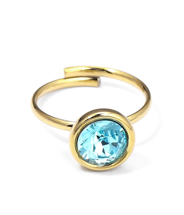 Anillo dorado de círculo con cristal facetado