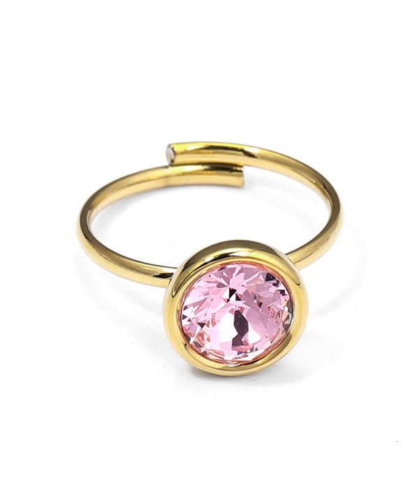 Anillo dorado de círculo con cristal facetado 2