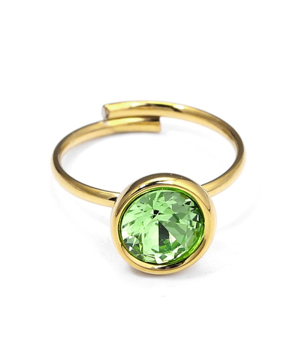 Anillo dorado de círculo con cristal facetado