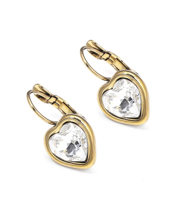 Pendientes de corazón con cristal facetado