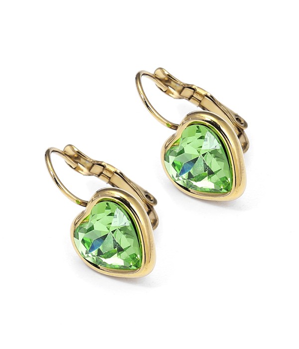 Pendientes de corazón con cristal facetado