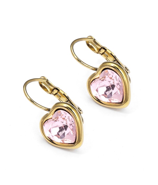 Pendientes de corazón con cristal facetado 2