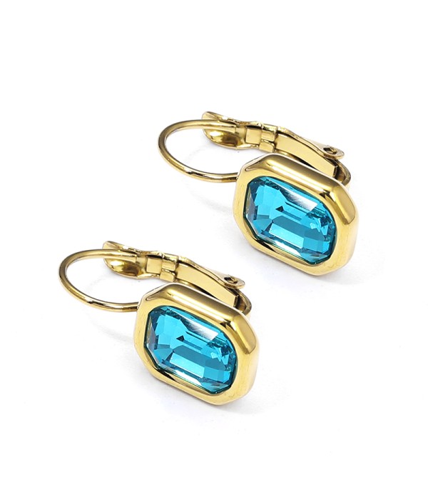 Pendientes de rectángulo con cristal facetado