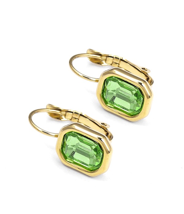 Pendientes de rectángulo con cristal facetado