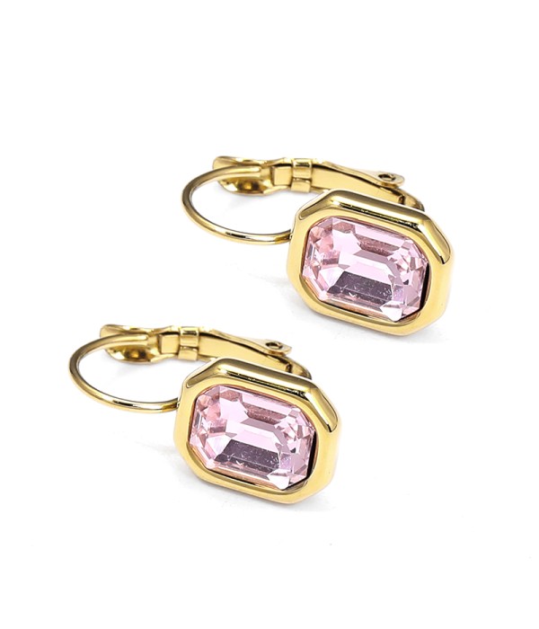Pendientes de rectángulo con cristal facetado