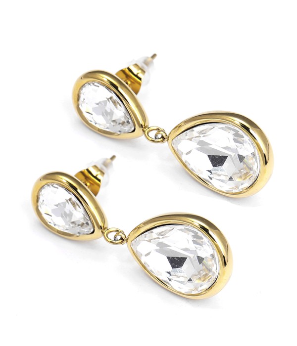 Pendientes colgantes de lágrima con cristal facetado