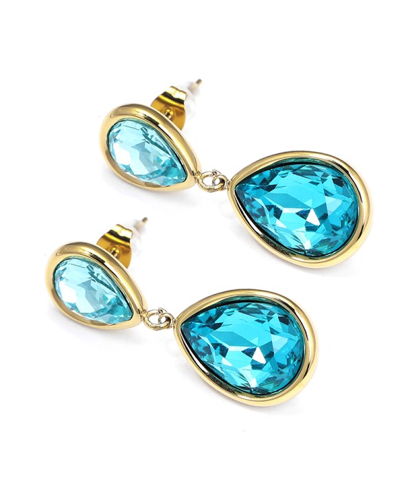 Pendientes colgantes de lágrima con cristal facetado