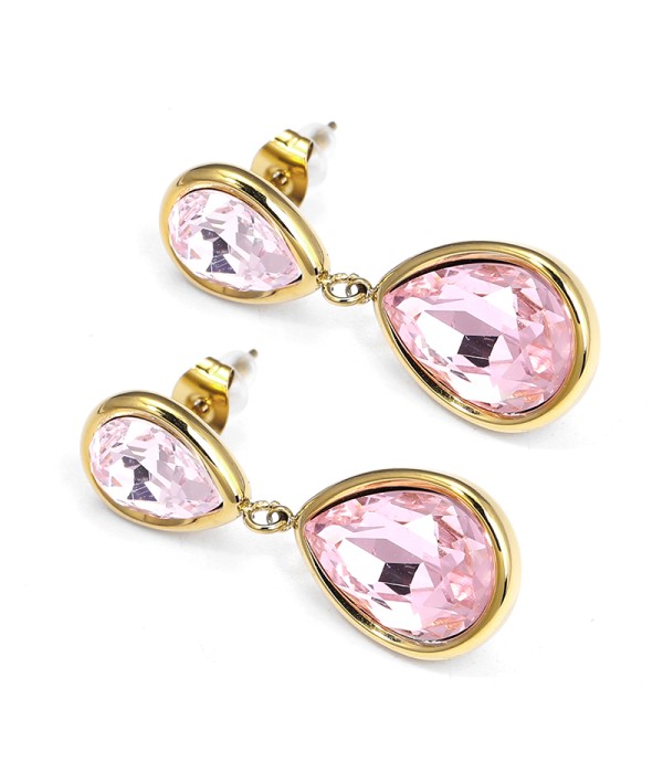 Pendientes colgantes de lágrima con cristal facetado