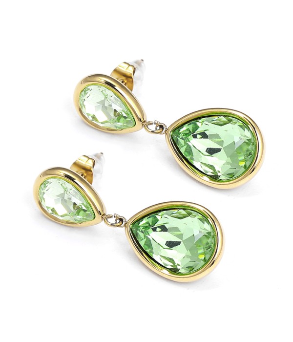 Pendientes colgantes de lágrima con cristal facetado