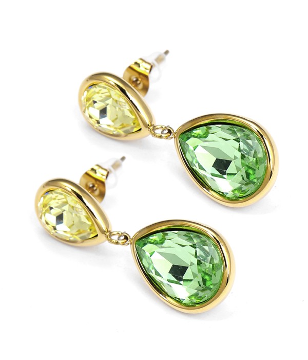 Pendientes colgantes de lágrima con cristal facetado bicolor