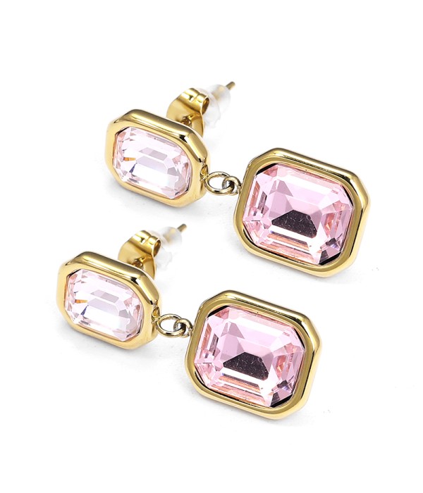 Pendientes colgantes de rectángulo con cristal facetado