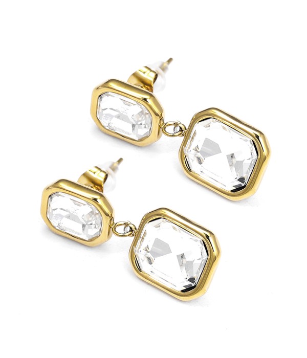 Pendientes colgantes de rectángulo con cristal facetado