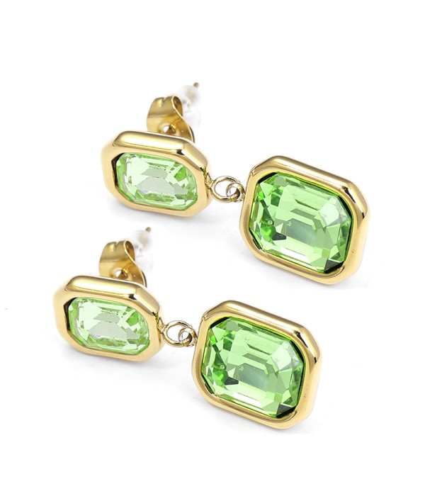 Pendientes colgantes de rectángulo con cristal facetado