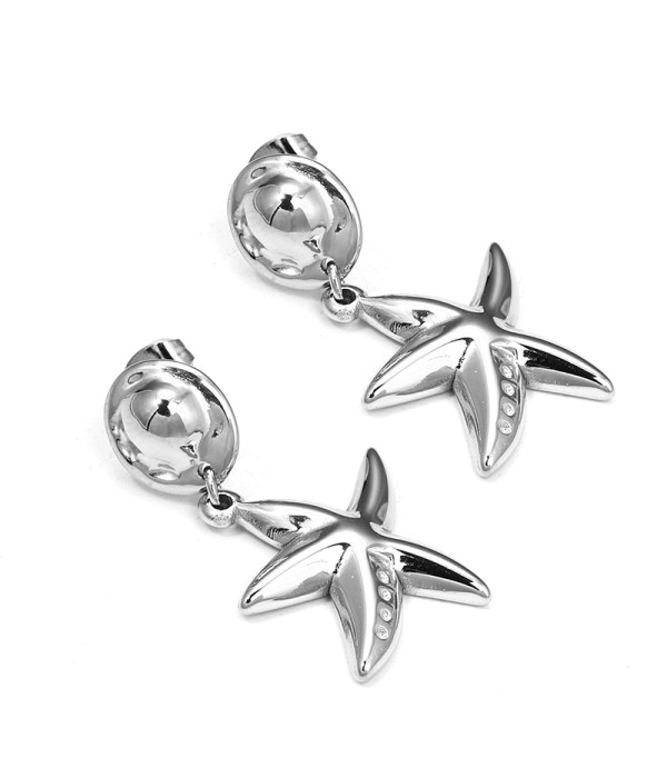 Pendientes plateados de estrella de mar