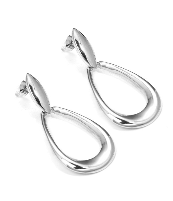 Pendientes plateados lágrima alargada