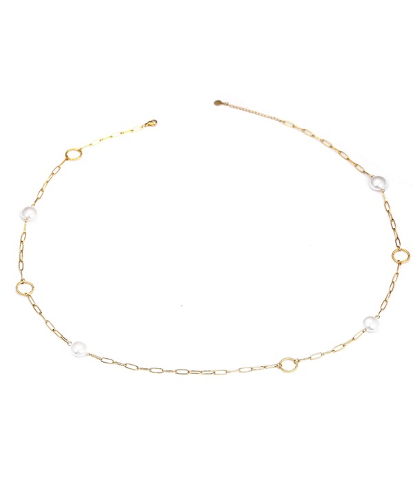 Collar dorado con perlas y aros