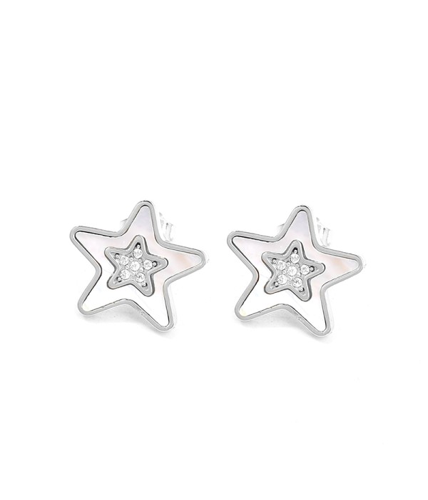 Pendientes de estrella con esmalte rosa y circonitas