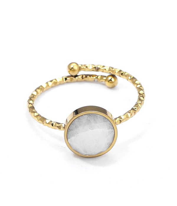 Anillo abierto dorado con piedra