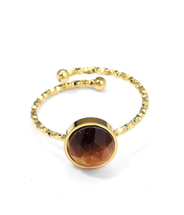 Anillo abierto dorado con piedra