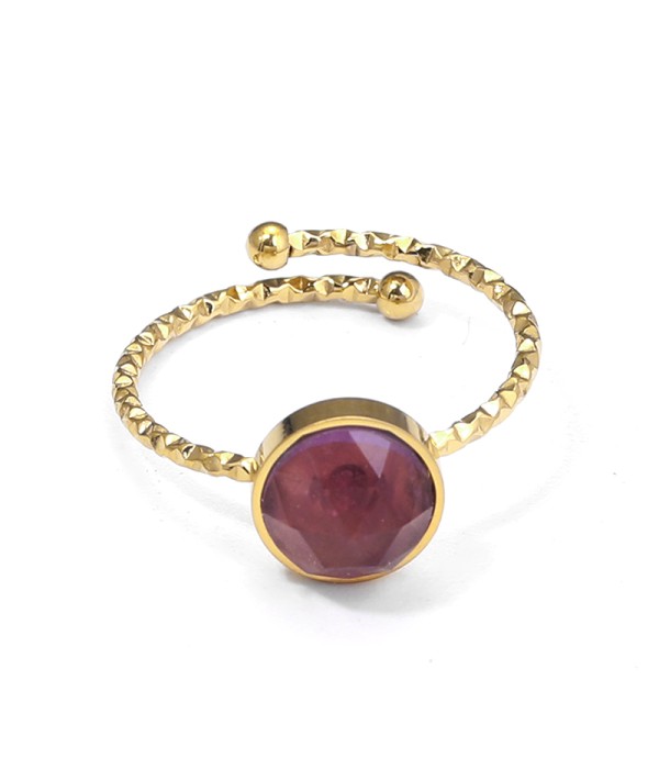 Anillo abierto dorado con piedra