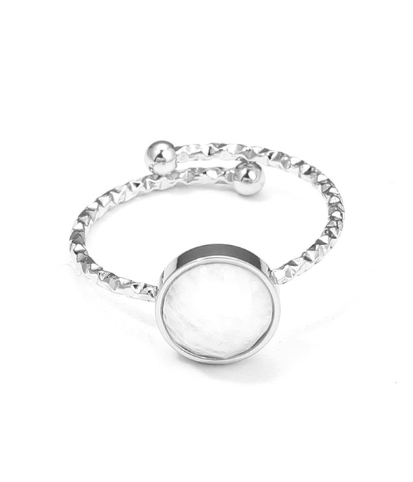 Anillo abierto plateado con piedra