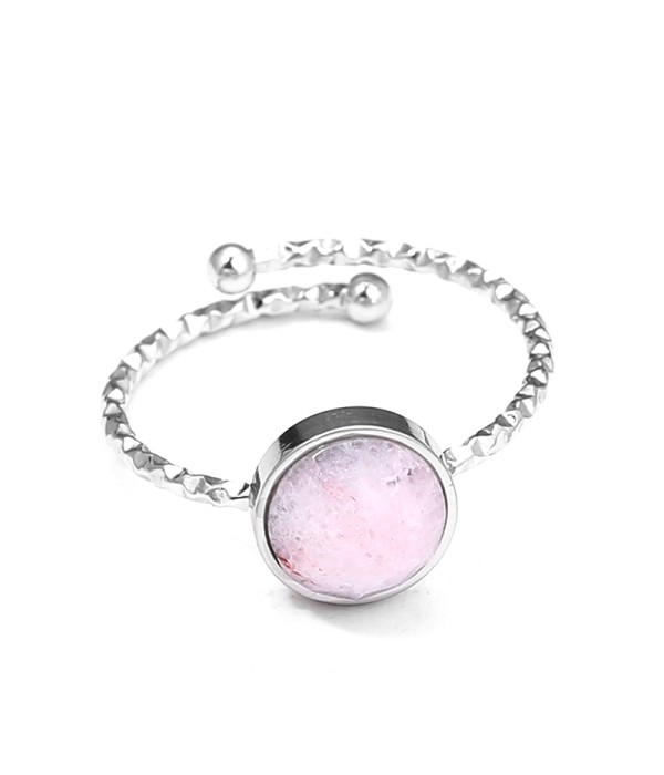 Anillo abierto plateado con piedra