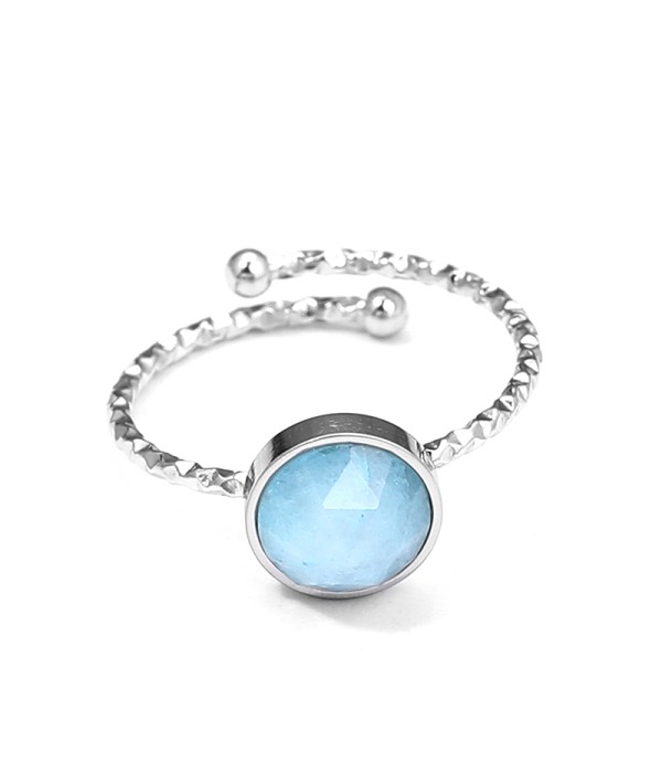 Anillo abierto plateado con piedra