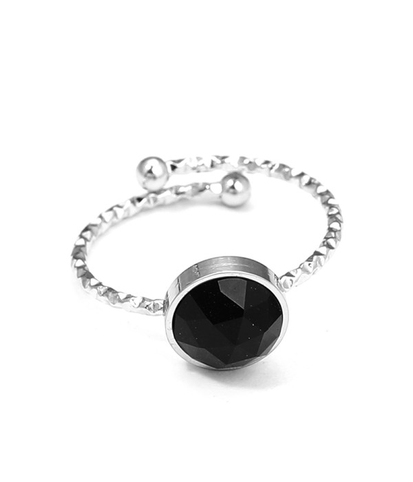 Anillo abierto plateado con piedra
