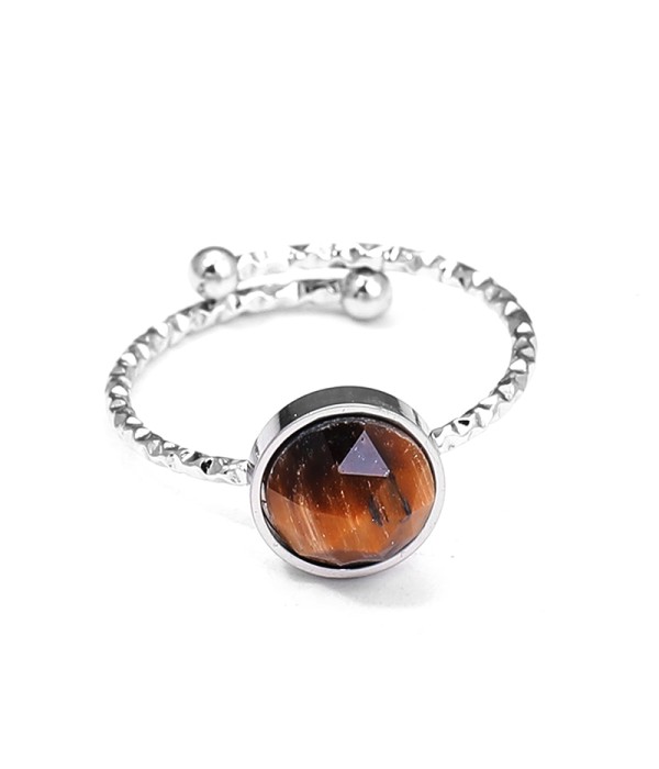 Anillo abierto plateado con piedra