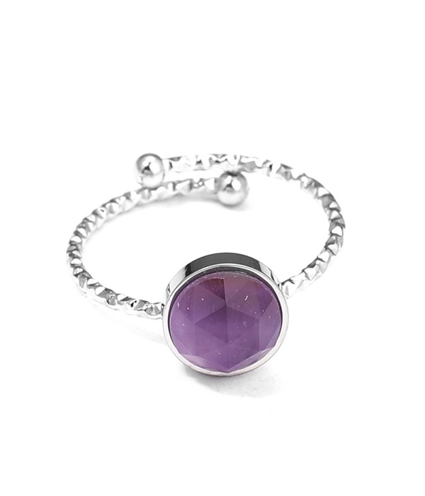 Anillo abierto plateado con piedra