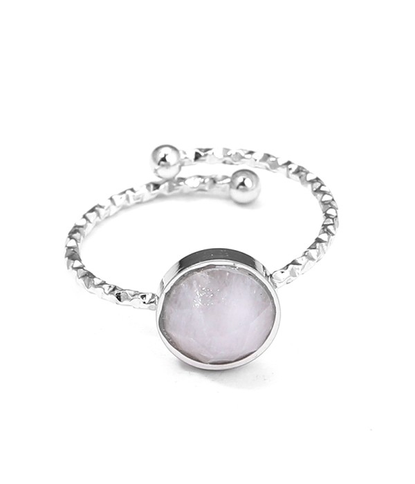 Anillo abierto plateado con piedra