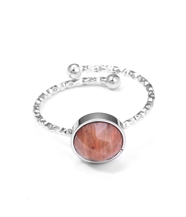 Anillo abierto plateado con piedra