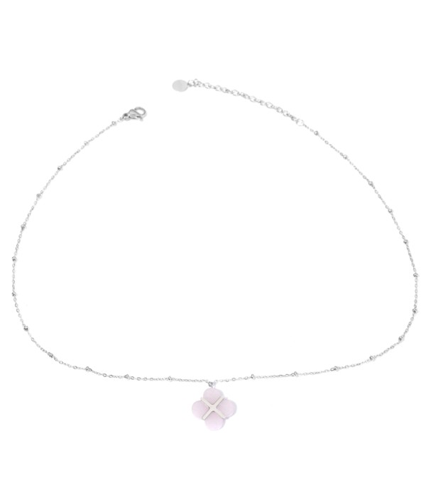 Collares plateados con trébol de cuatro hojas multicolores