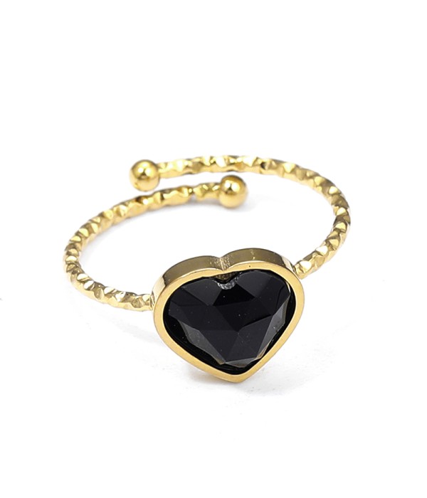 Anillo ajustable con corazón de piedra