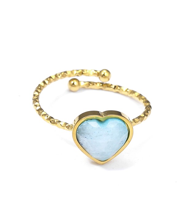 Anillo dorado ajustable con corazón de piedra