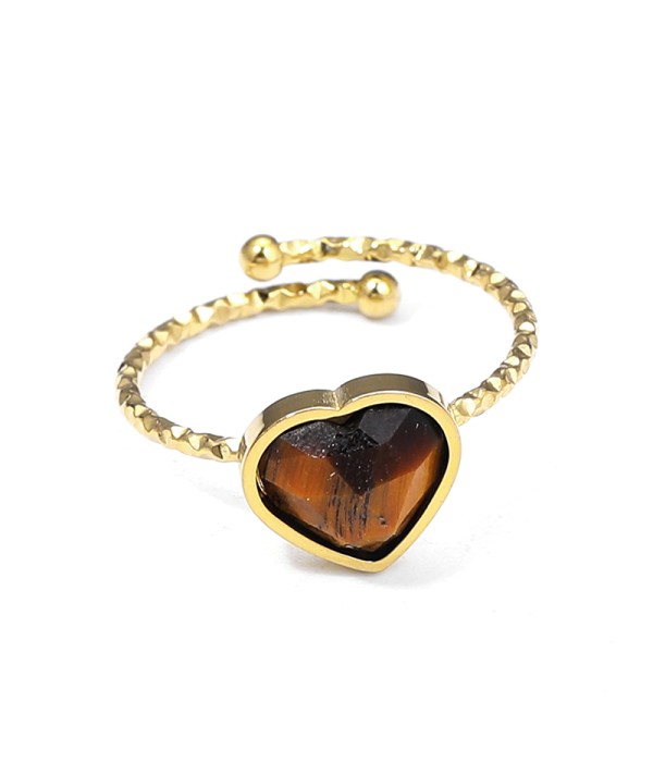 Anillo ajustable con corazón de piedra
