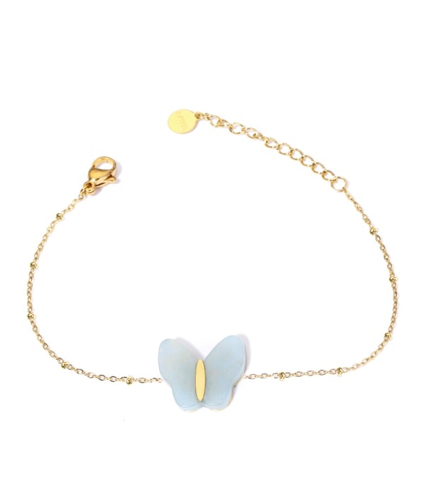 Pulseras doradas con mariposas multicolores