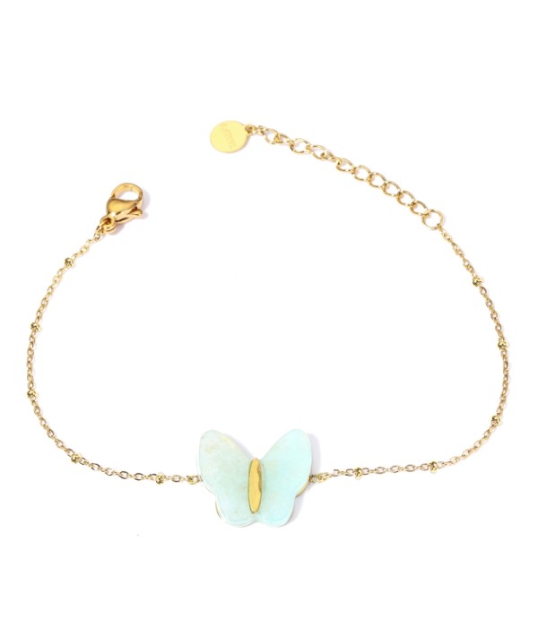 Pulseras doradas con mariposas multicolores