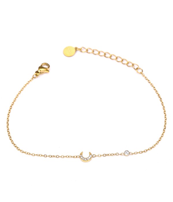 Pulsera fina con luna y circonita