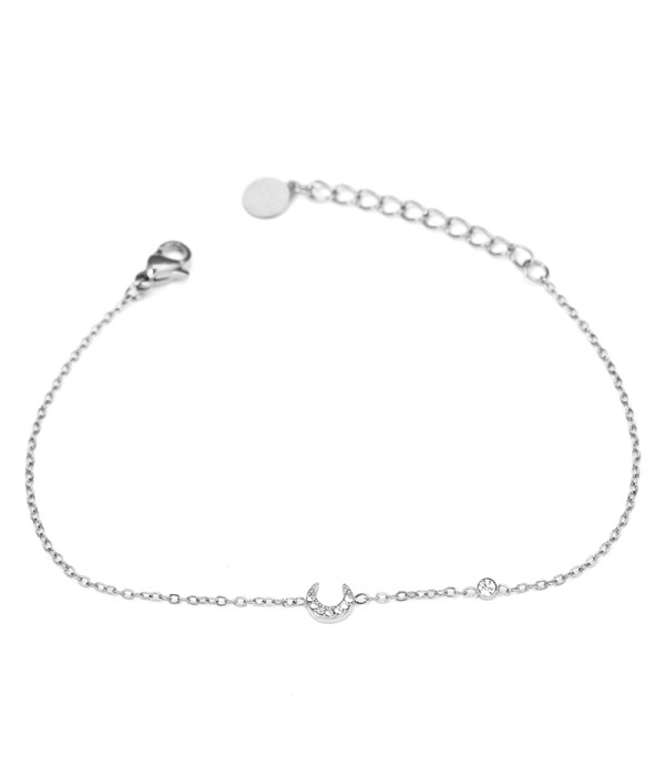Pulsera fina con luna y circonita