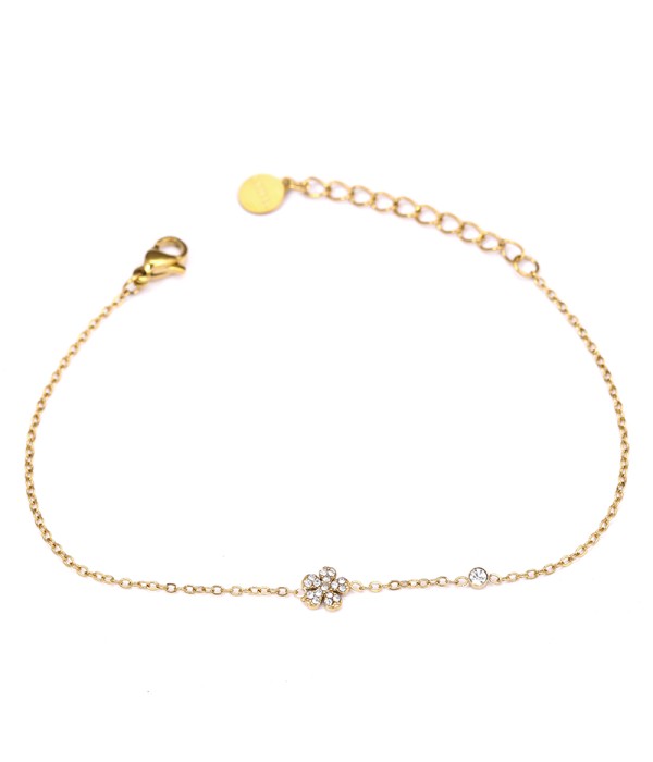 Pulsera fina con flor y circonita