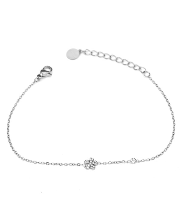 Pulsera fina con flor y circonita