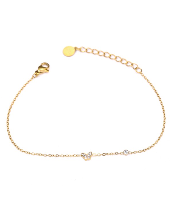Pulsera dorada con mariposa de circonitas