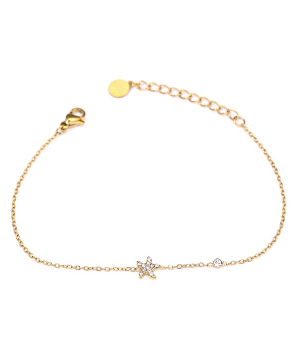 Pulsera fina con estrella de mar y circonita