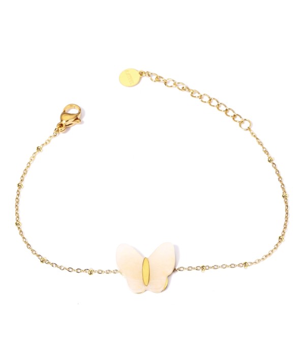 Pulseras doradas con mariposas multicolores