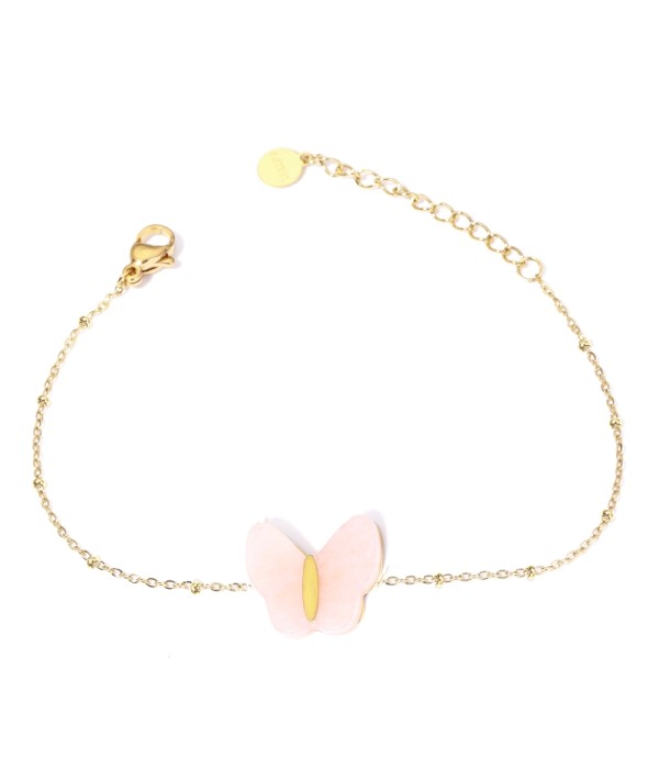 Pulseras doradas con mariposas multicolores